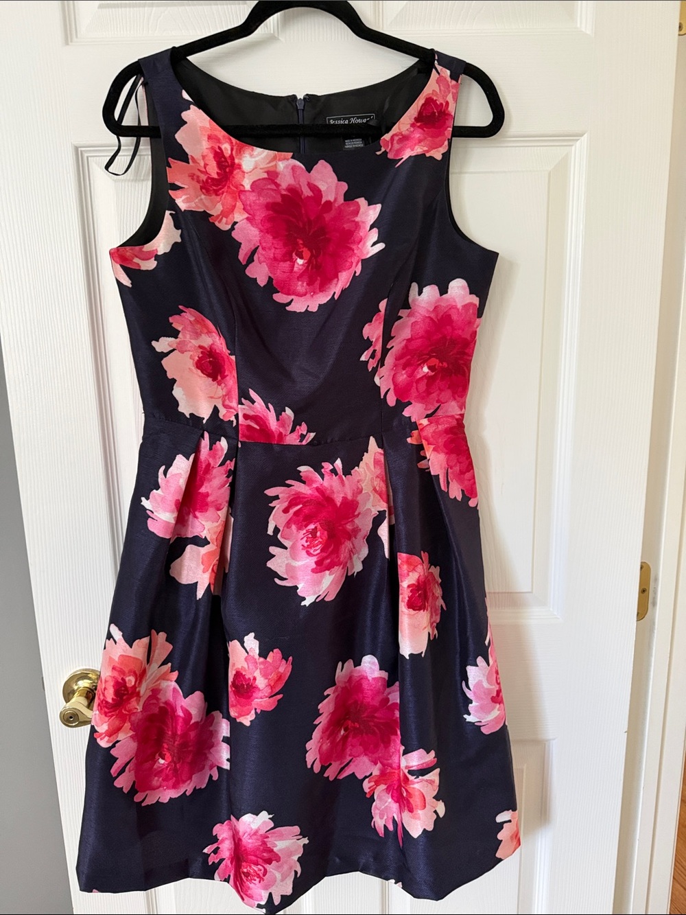 Vanity Fair Navy Dress with Pink Floral Print